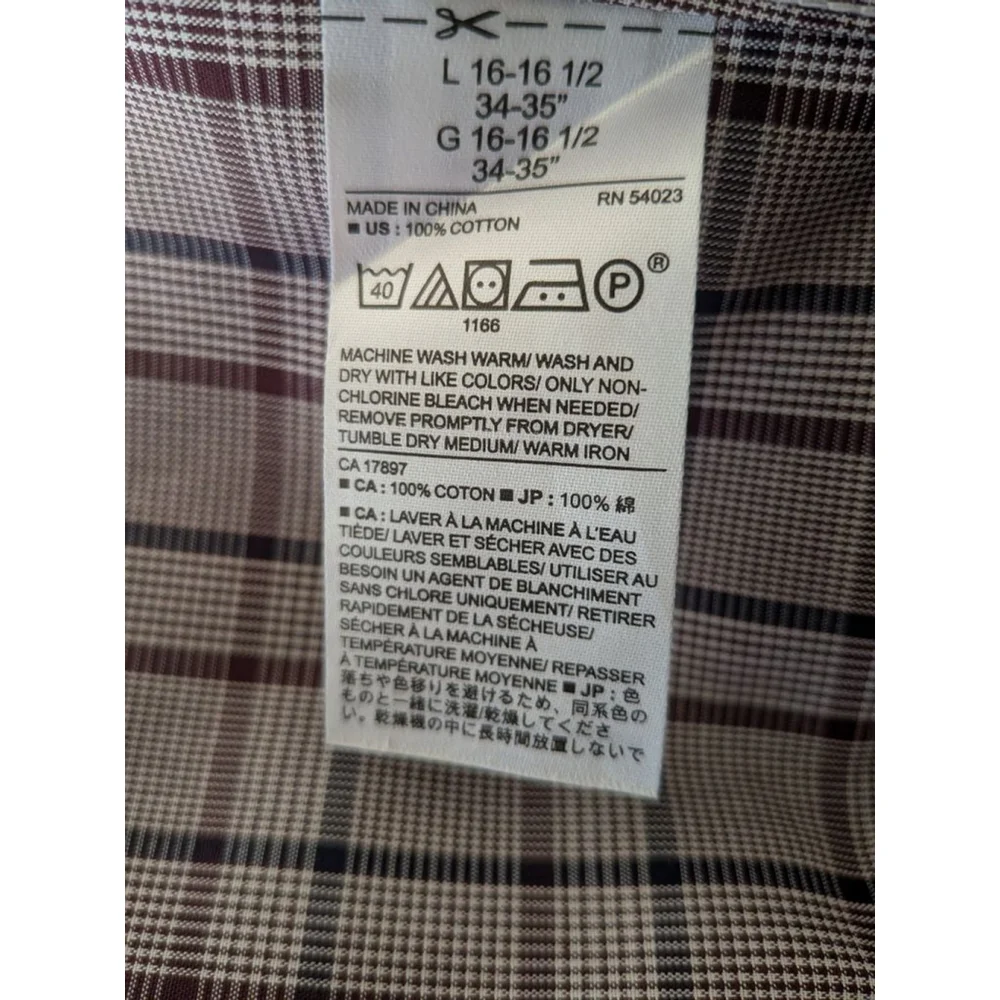 Men's Banana Republic Plaid Casual Button Down Shirt L Gray Burgundy